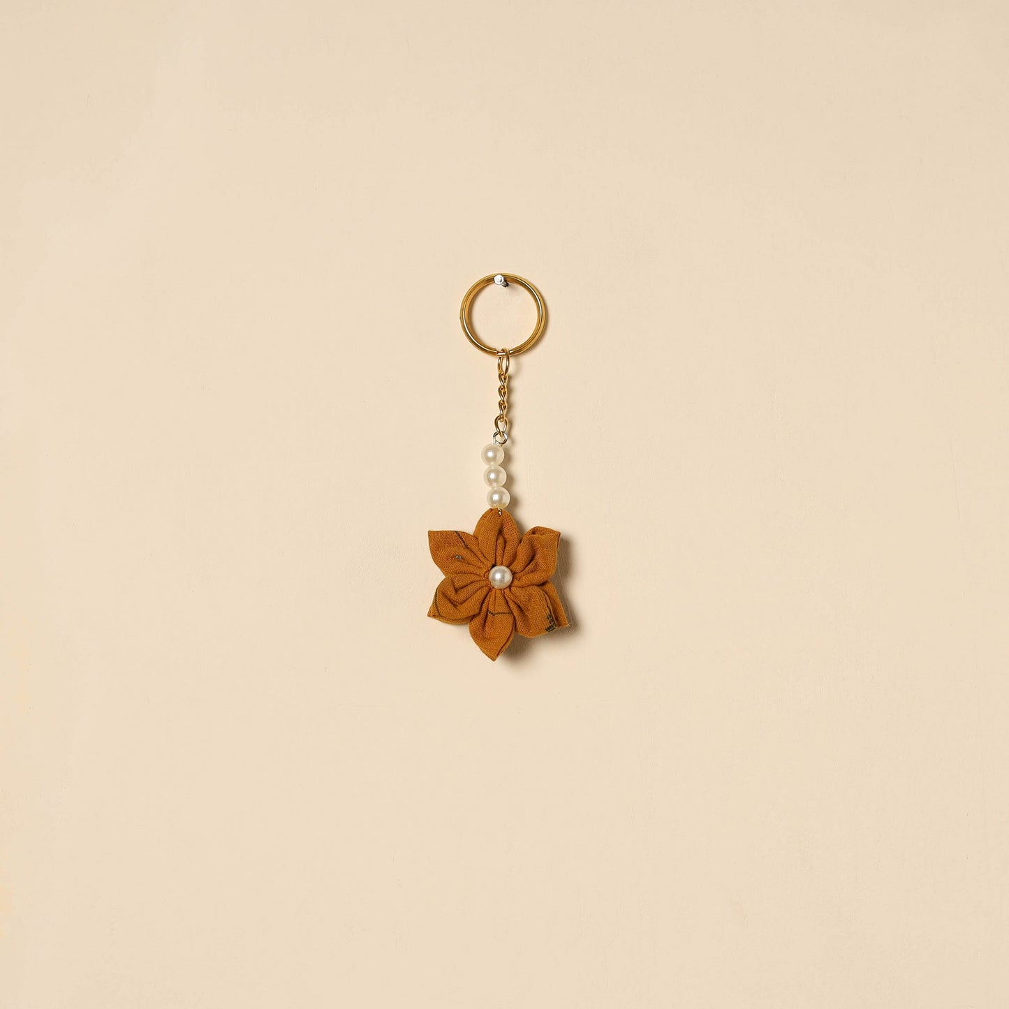 Beaded fabart flower keychain 31 - handcrafted
