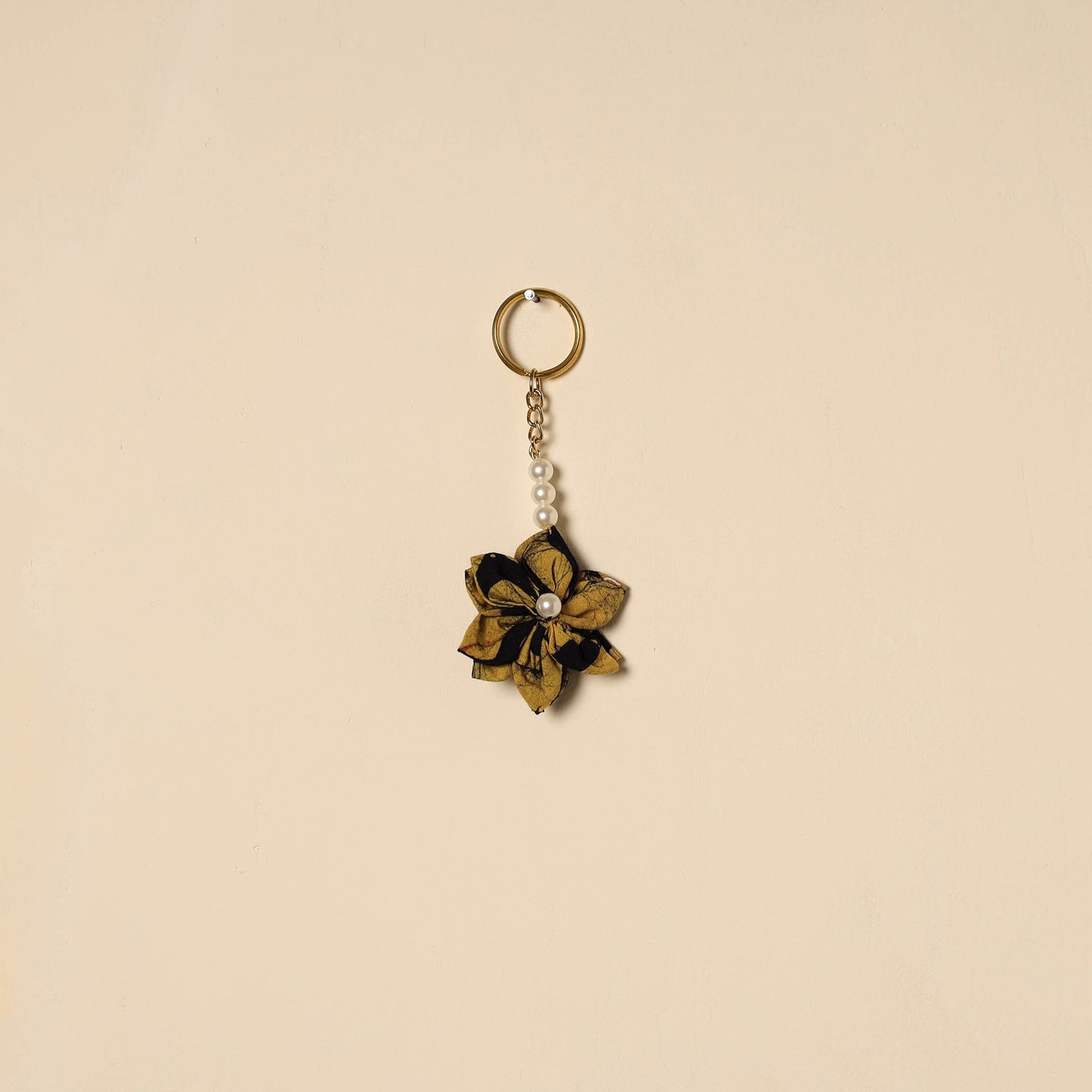 Beaded fabart flower keychain 55 - handcrafted