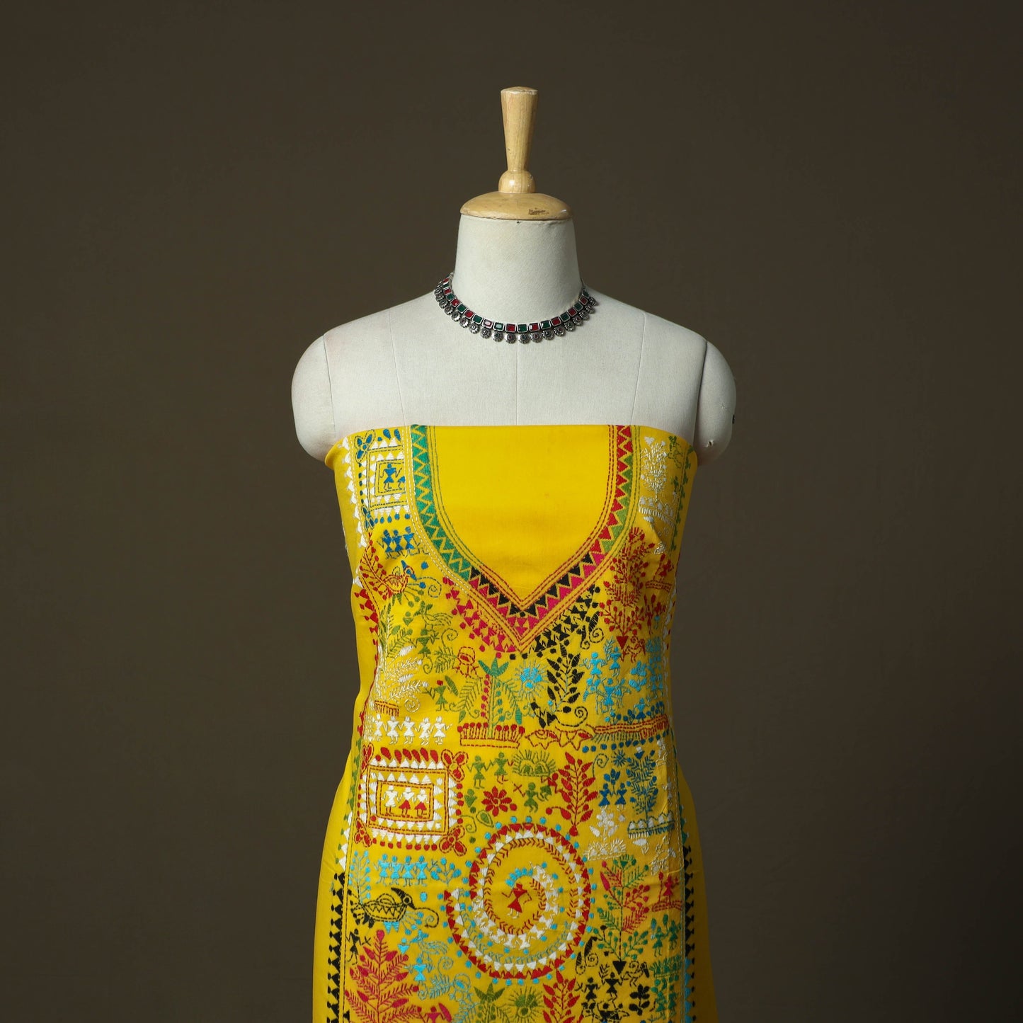 Bengal kantha hand embroidered cotton unstitched kurta