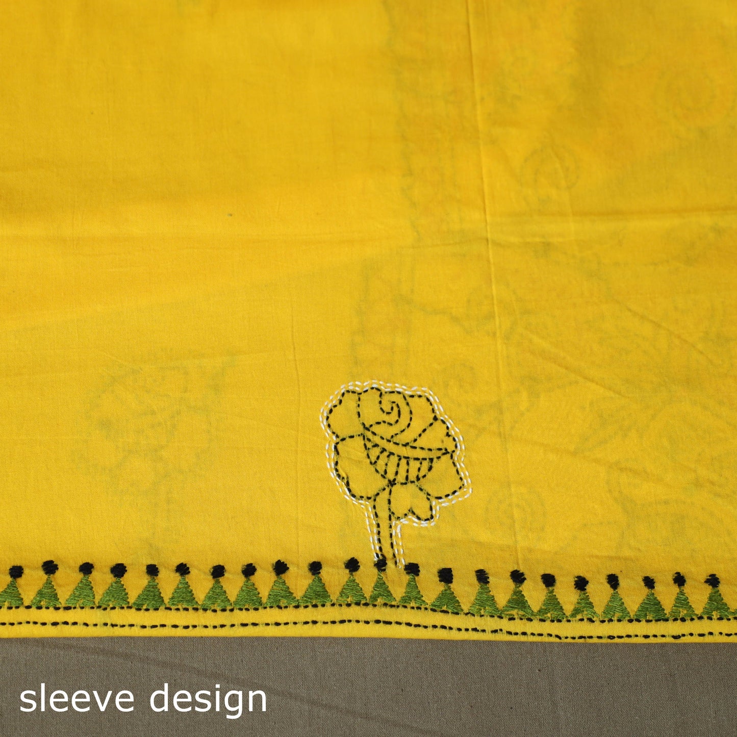 Bengal kantha hand embroidered cotton unstitched kurta