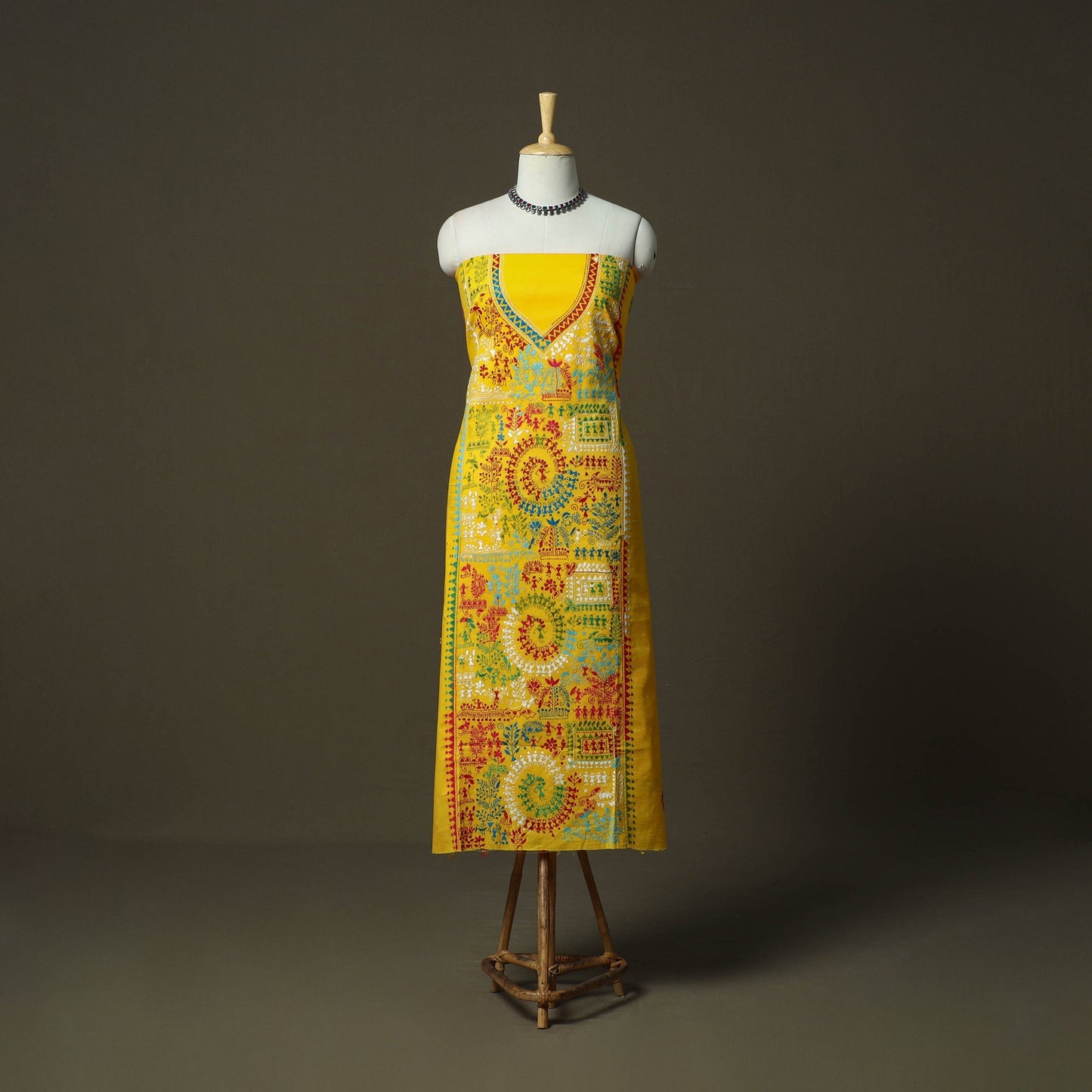 Bengal kantha hand embroidered cotton unstitched kurta