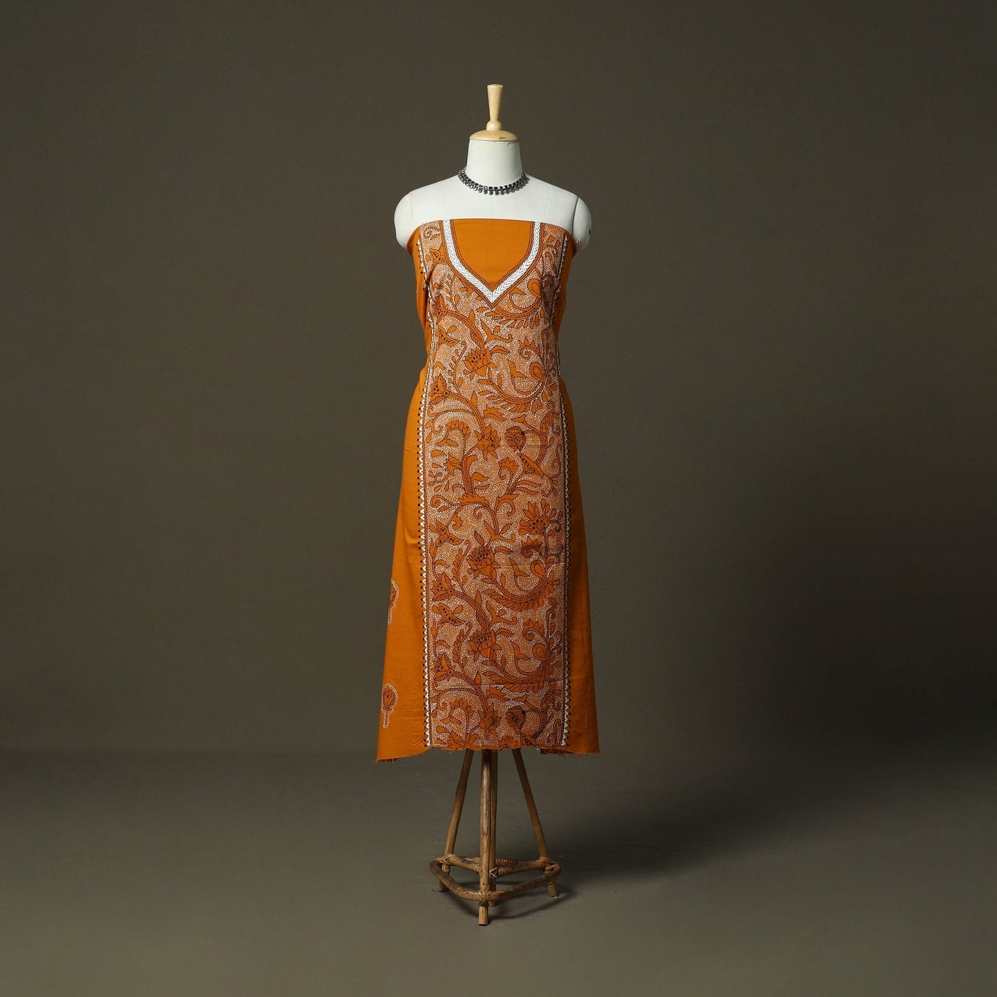 Bengal kantha hand embroidered cotton unstitched kurta