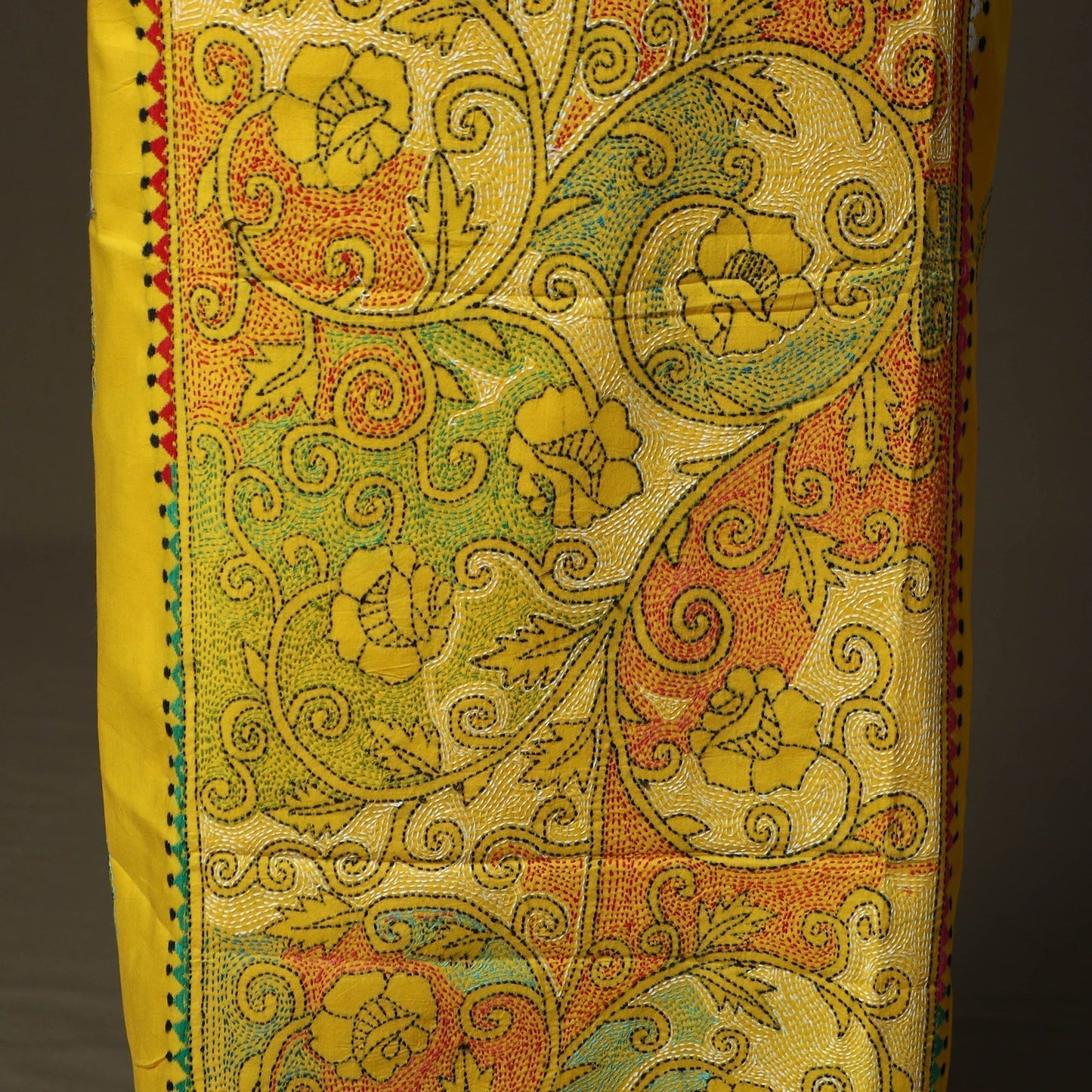 Bengal kantha hand embroidered cotton unstitched kurta