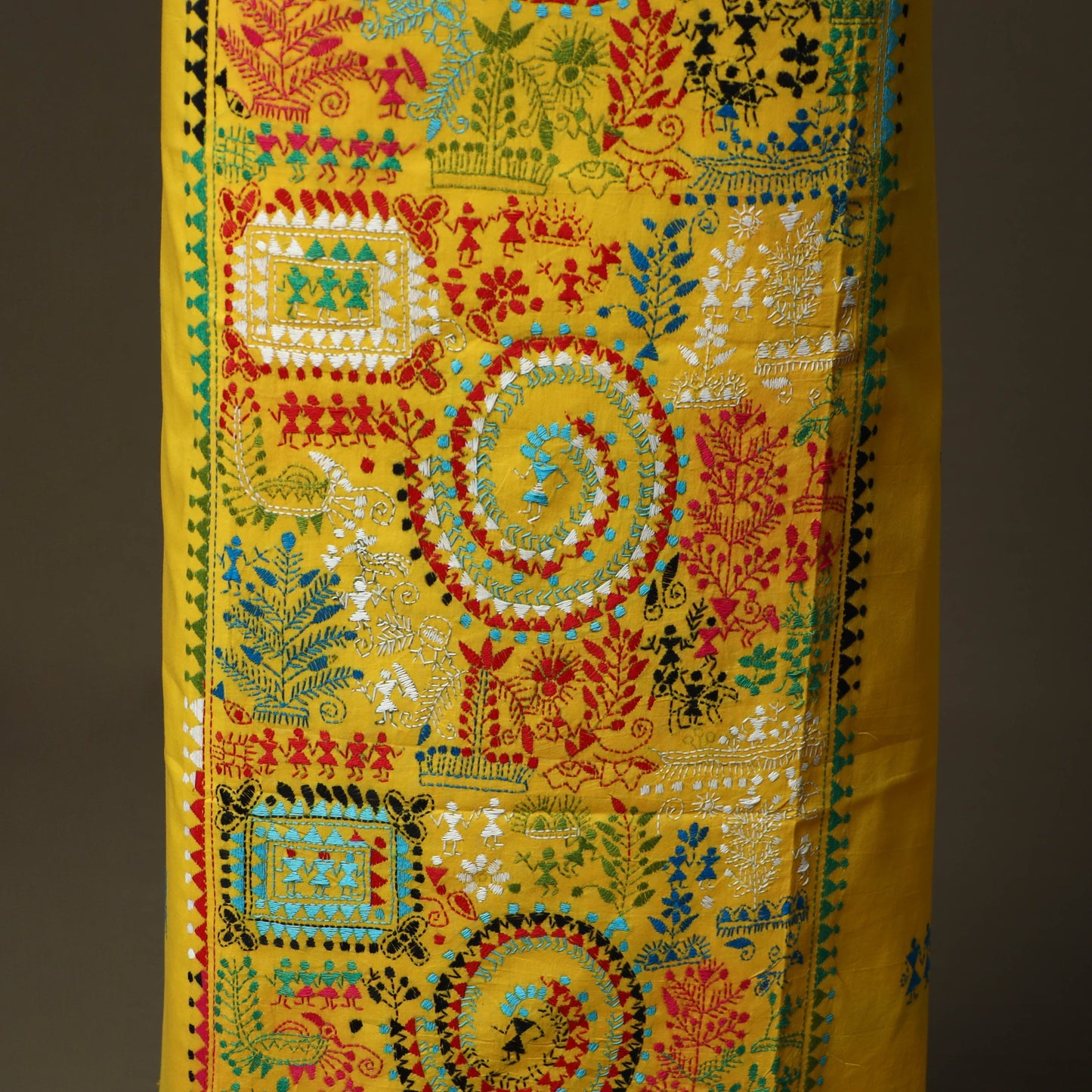 Bengal kantha hand embroidered cotton unstitched kurta