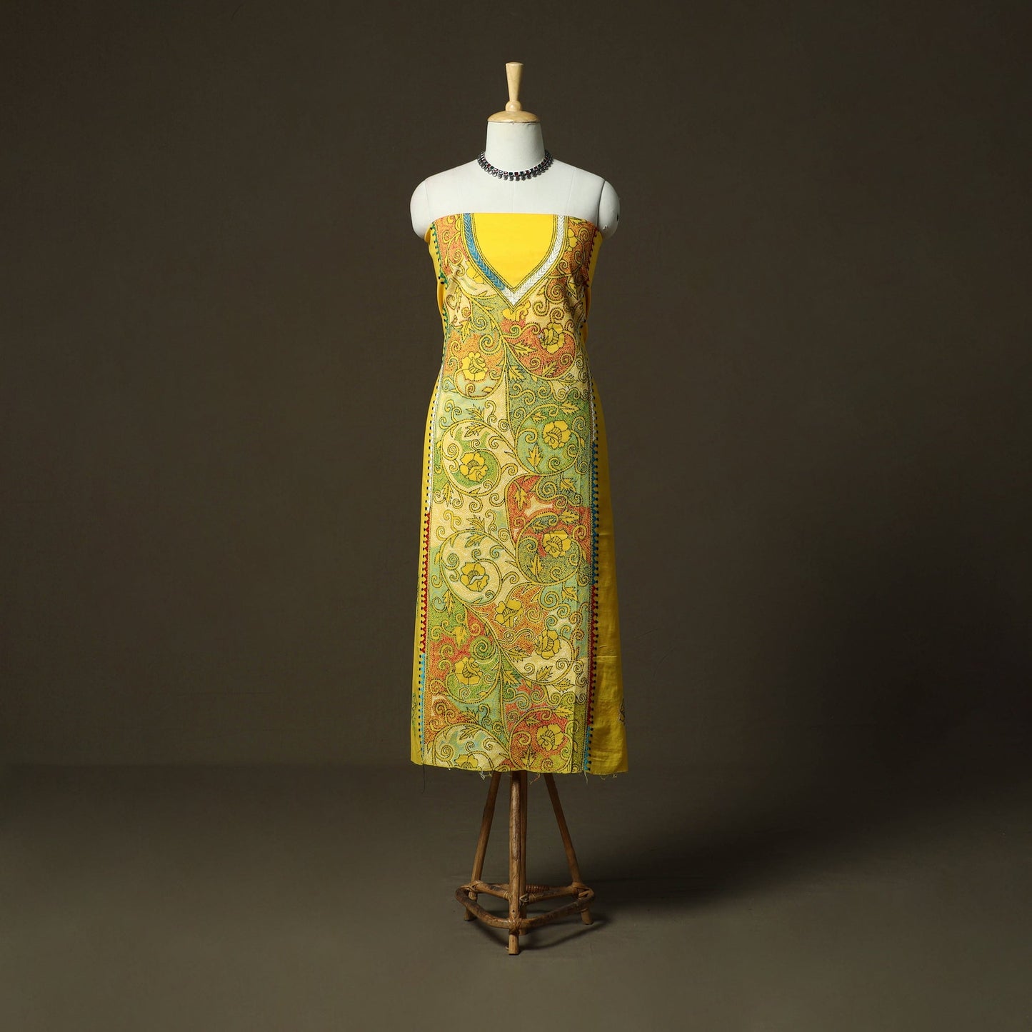 Bengal kantha hand embroidered cotton unstitched kurta