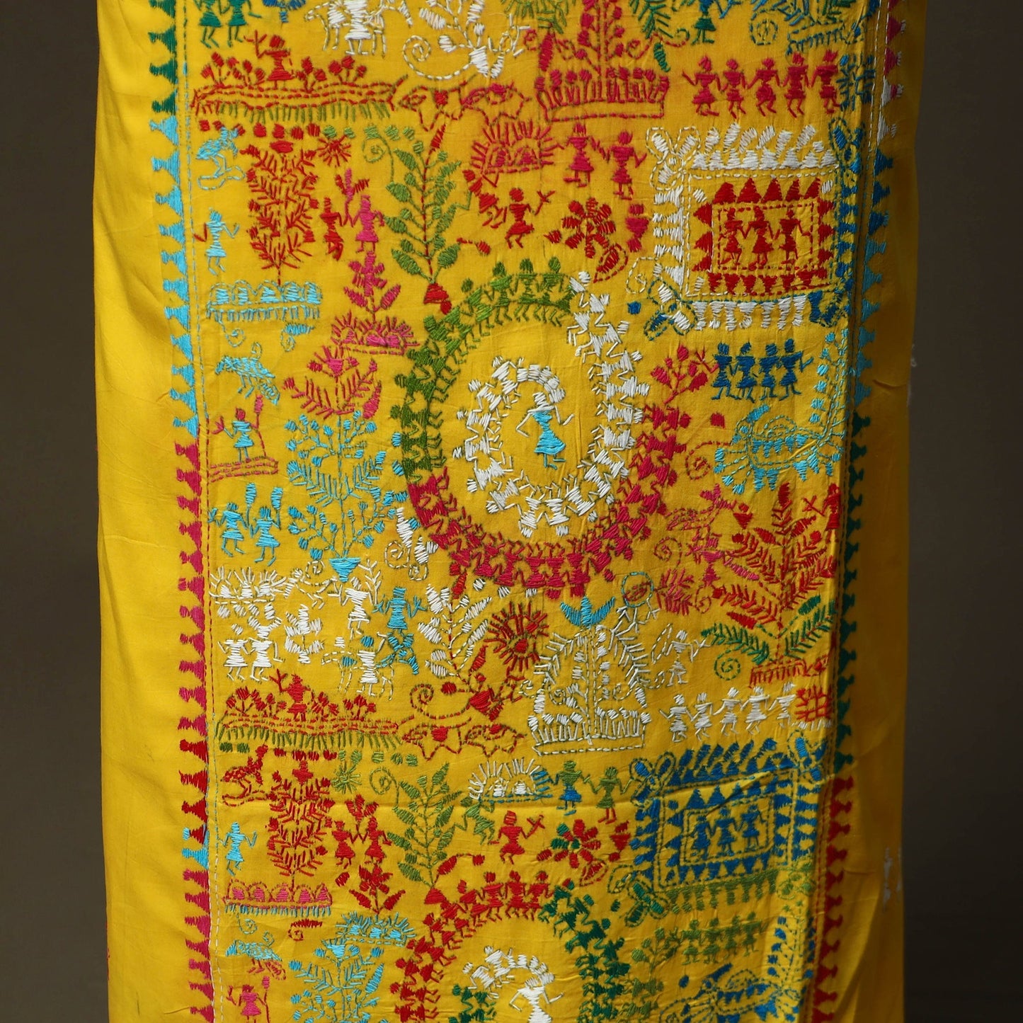 Bengal kantha hand embroidered cotton unstitched kurta