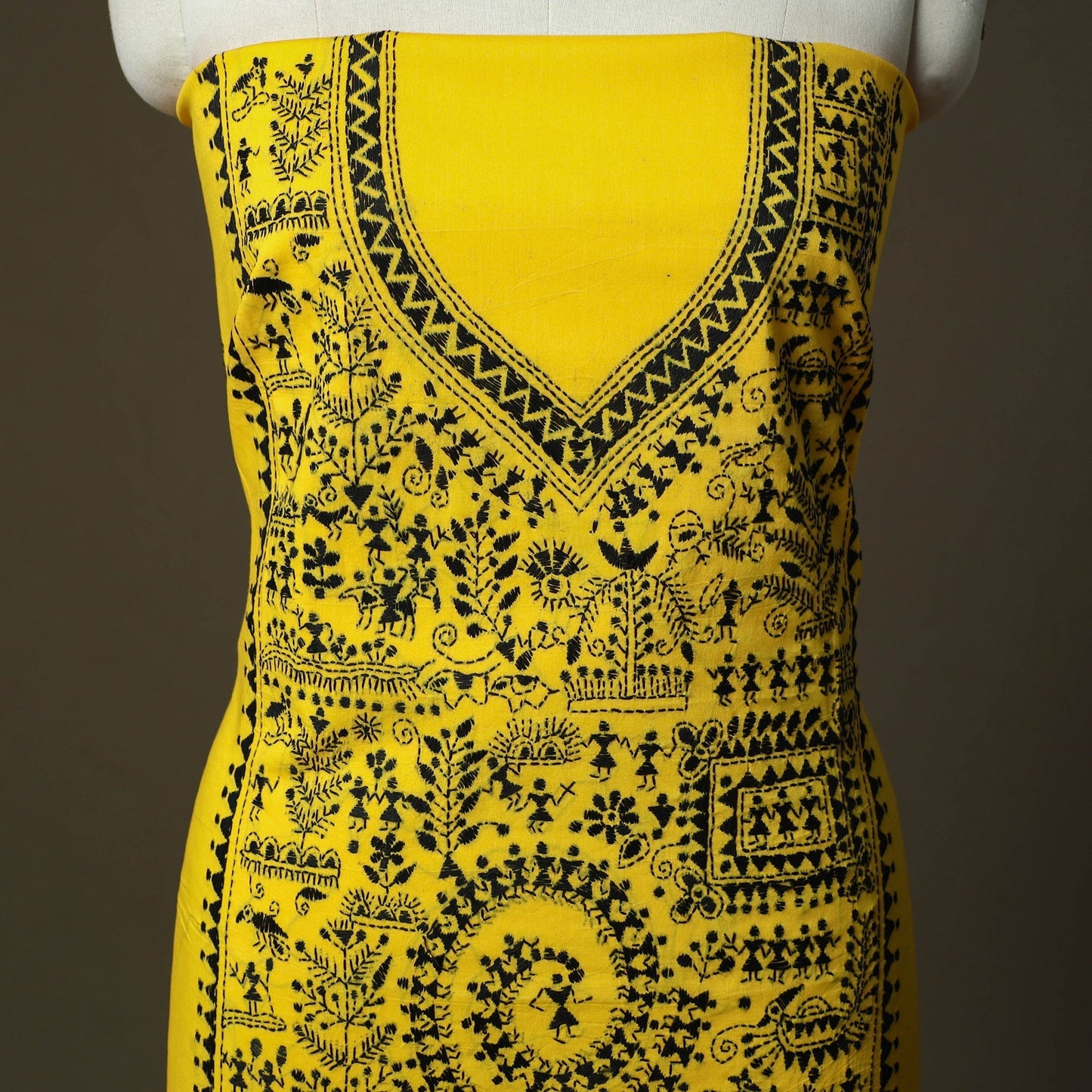 Bengal kantha hand embroidered cotton unstitched kurta
