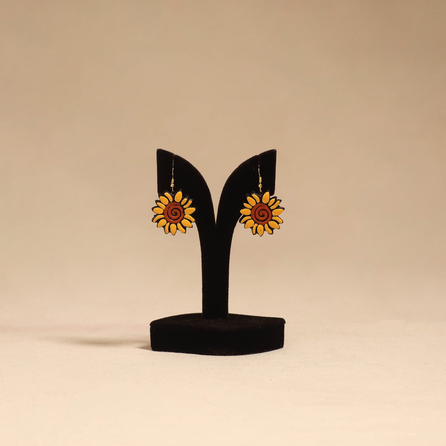 Bishnupur handpainted flower shape terracotta earrings 150
