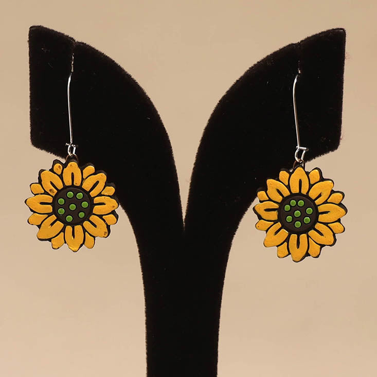 Bishnupur handpainted flower shape terracotta earrings 96