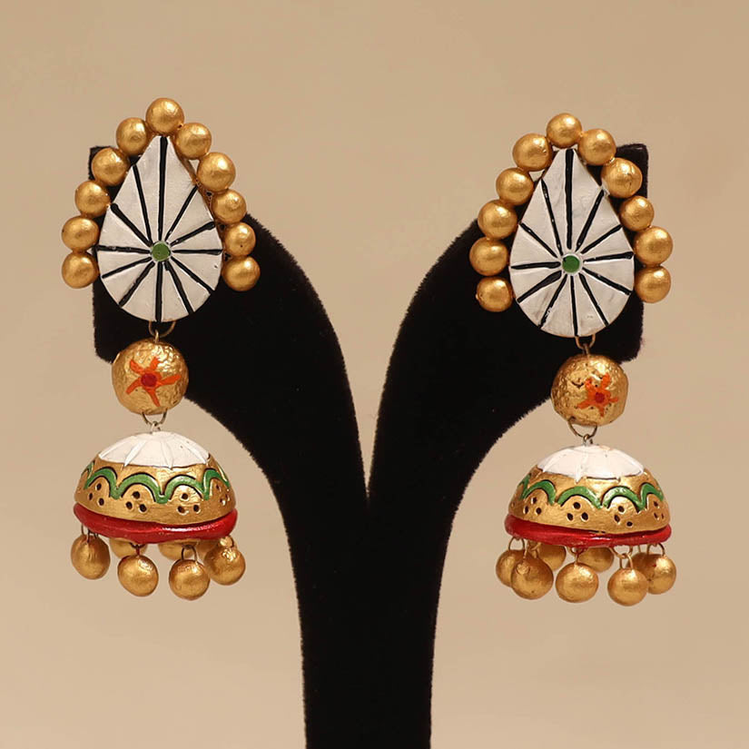 Bishnupur handpainted terracotta jhumki earrings 116