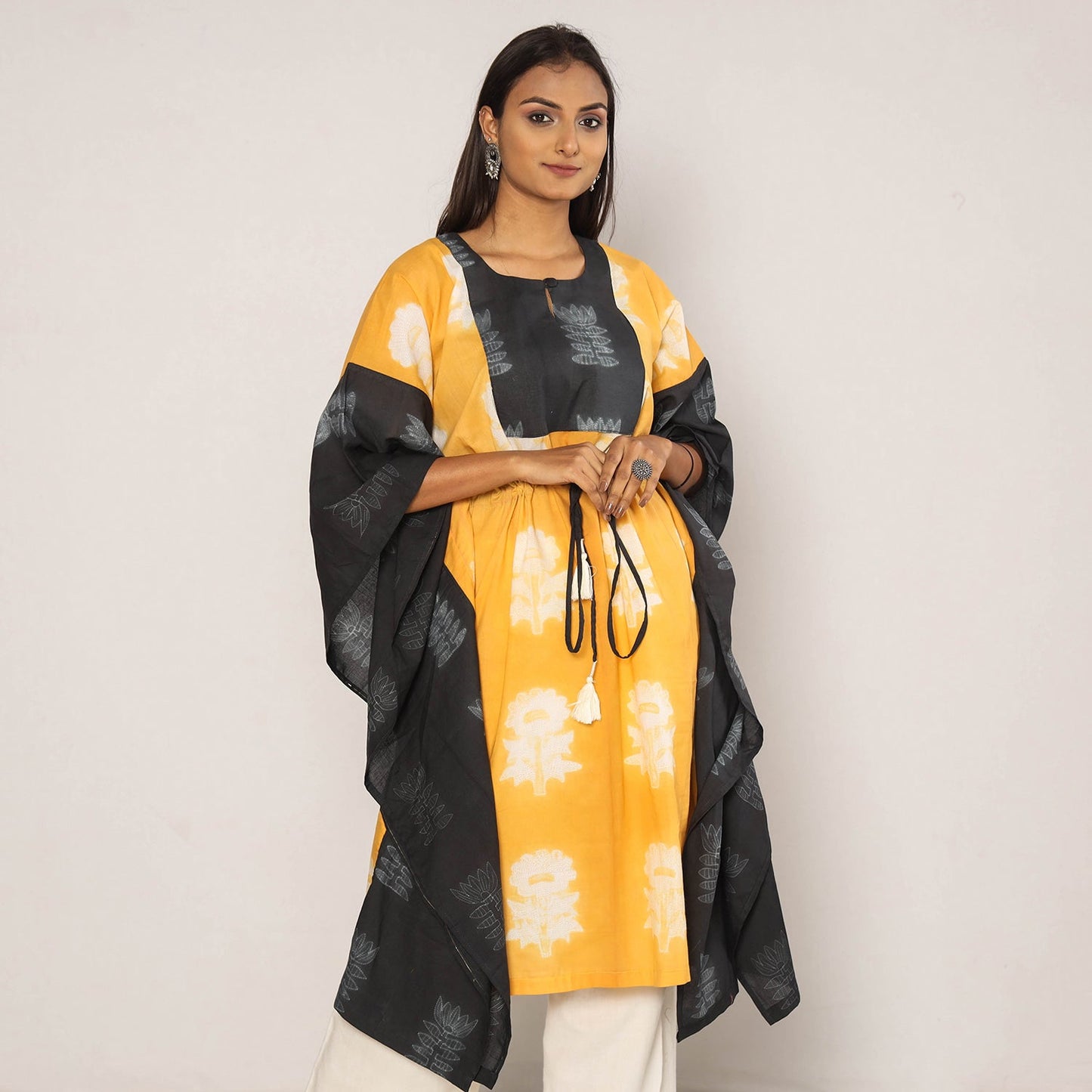 Shibori Tie-Dye Cotton Kaftan Dress (Medium) Online at iTokri.com