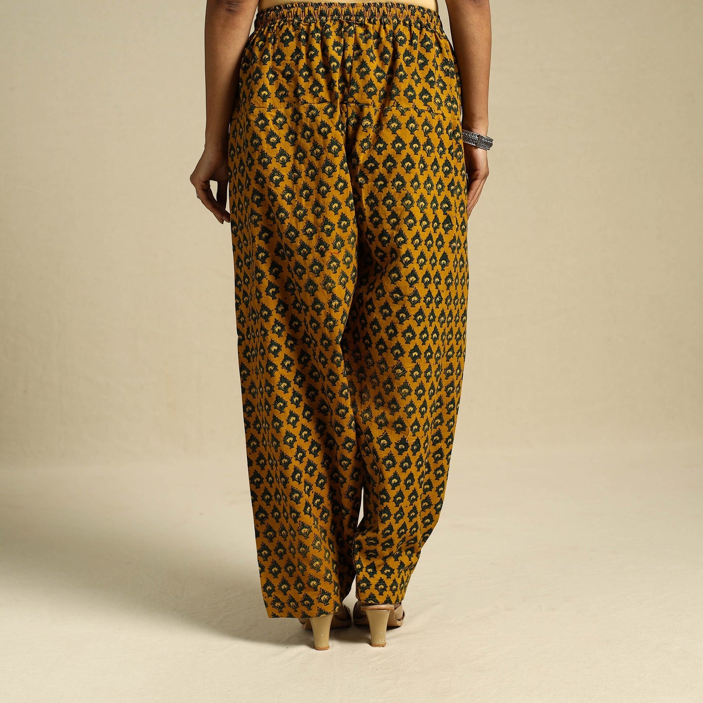 Yellow Block Print Cotton Ajrakh Salwar
