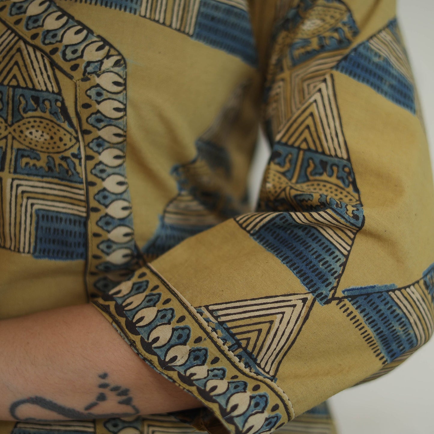 Yellow - printed cotton straight kurta 35 - handcrafted