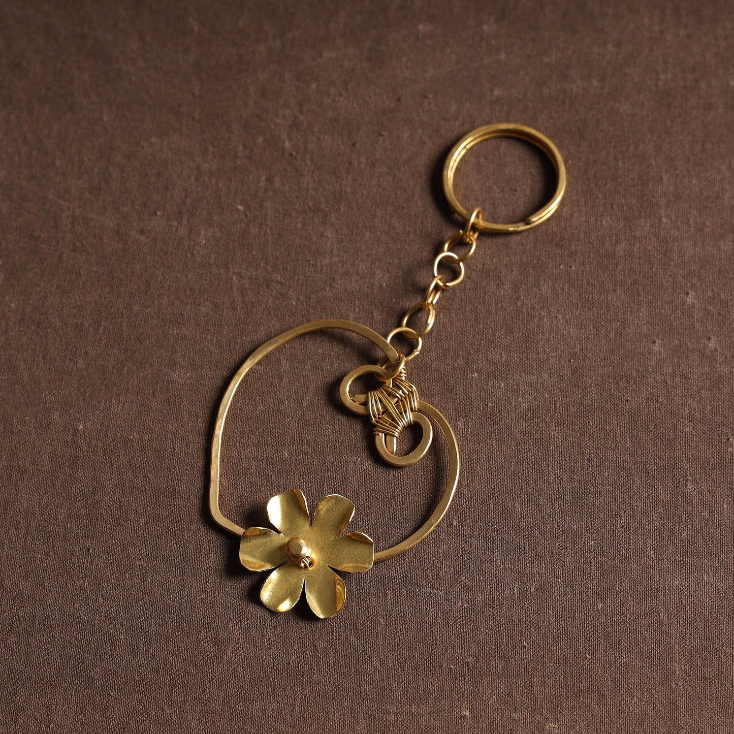 Yellow Brass Metal Handcrafted Dokra Keychain