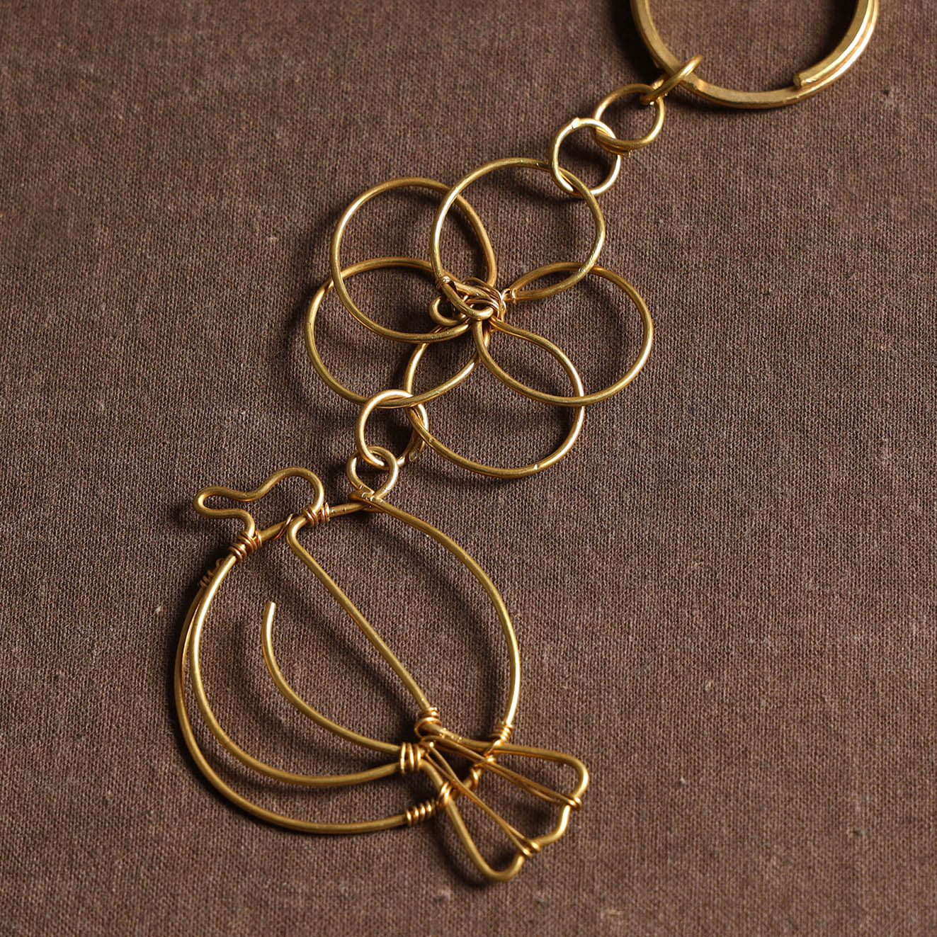 Yellow Brass Metal Handcrafted Dokra Keychain