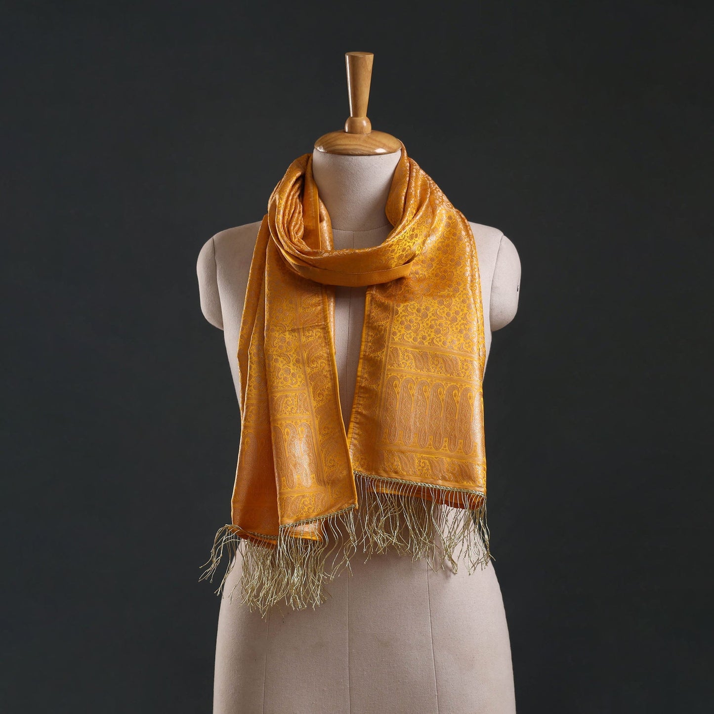 Brocade handloom semi silk banarasi stole 09 - handcrafted