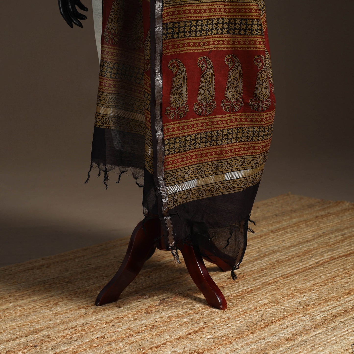 Chanderi silk bagh natural dyed dupatta with zari border 47