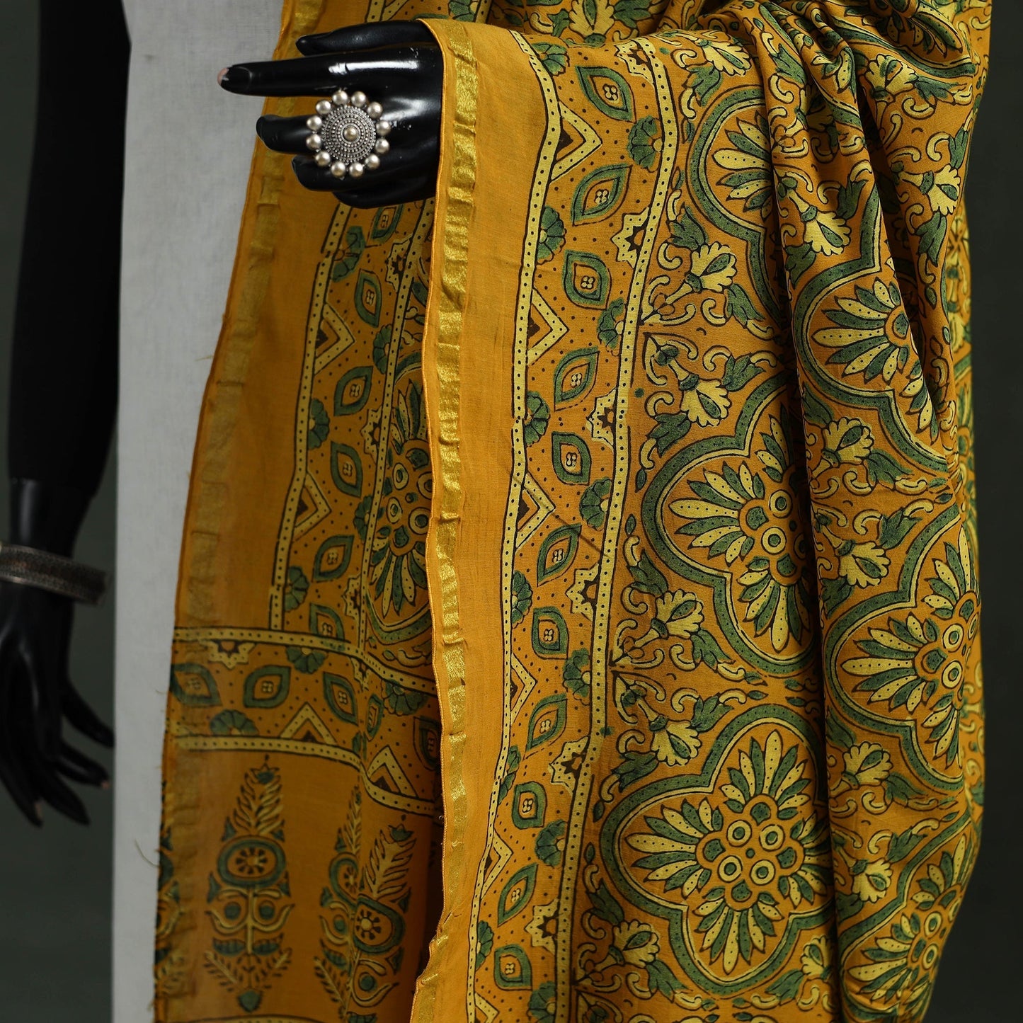 Chanderi silk kutch hand block print natural dyed handloom