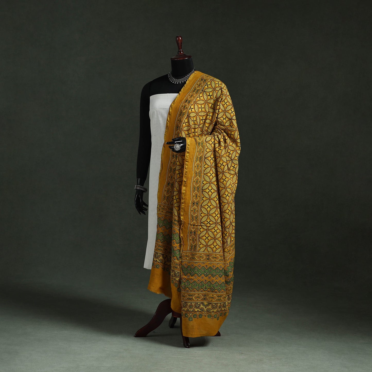 Yellow - chanderi silk kutch hand block print natural dyed