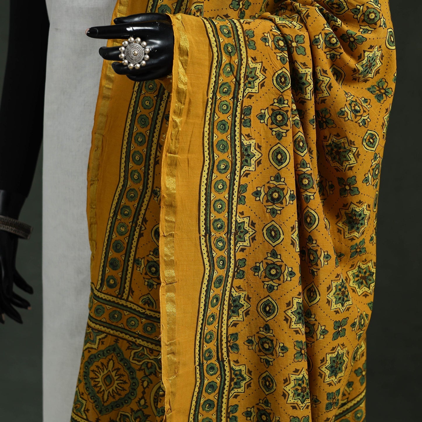 Chanderi silk kutch hand block print natural dyed handloom