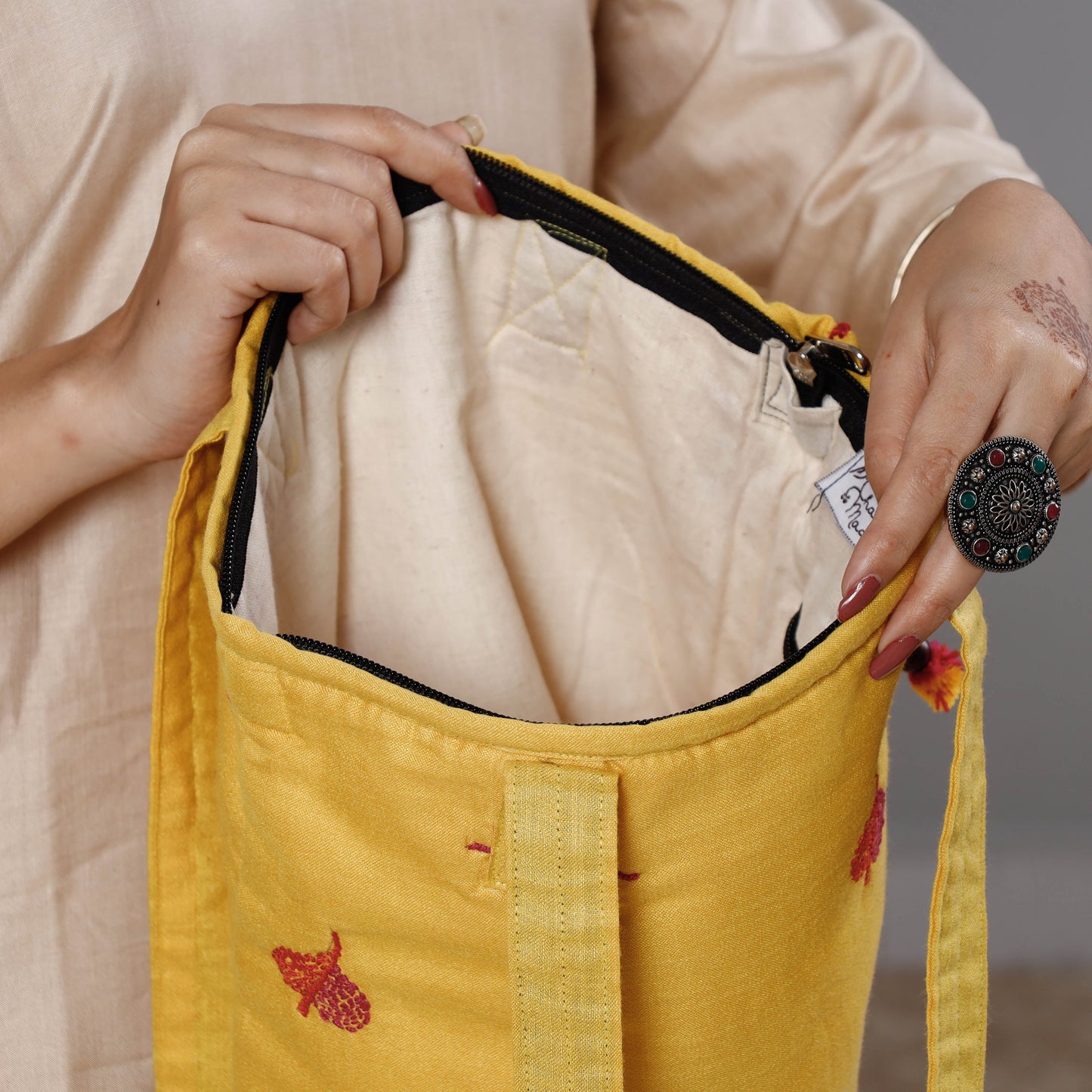 kantha work tote bag