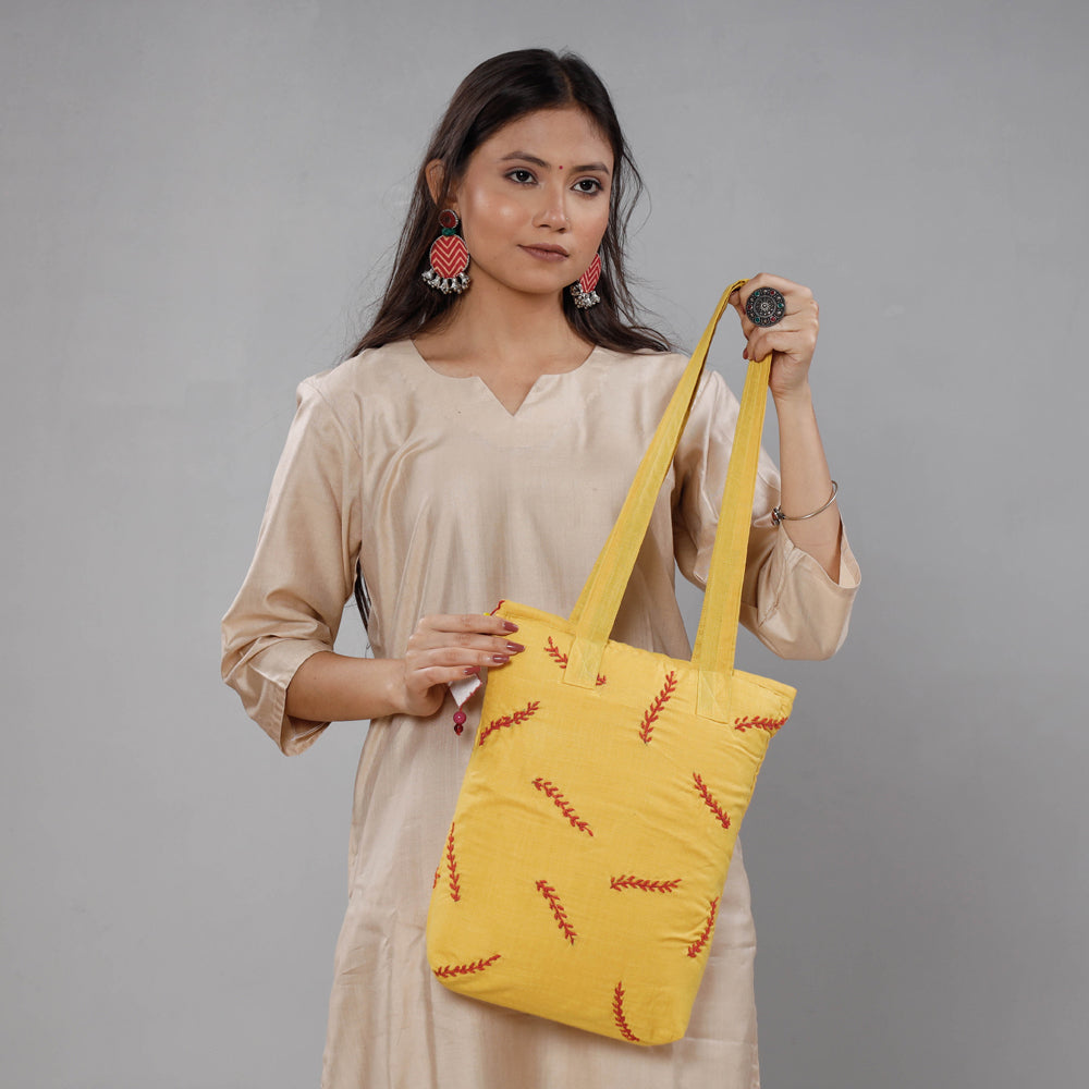 Chandi Maati Kantha Work Silk Cotton Tote Bag