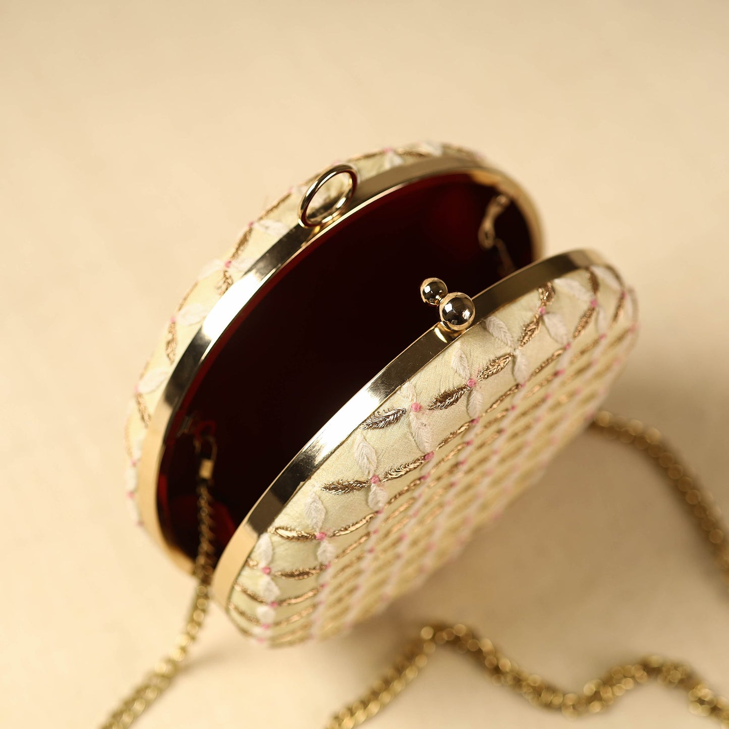 Yellow Chikankari Hand Embroidered Tussar Silk Clutch/Sling Bag