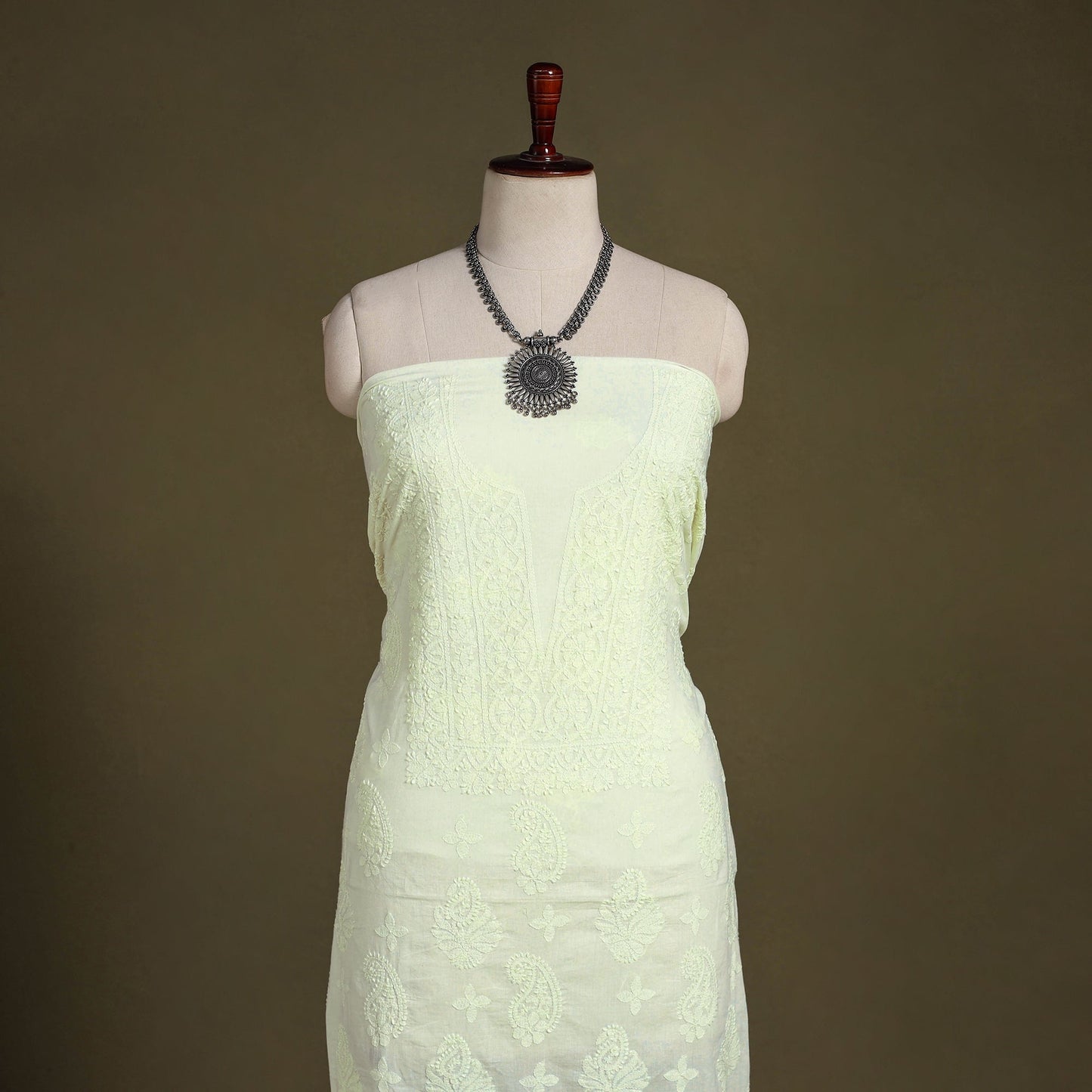 Chikankari Hand Embroidery Mul Cotton Kurta Material