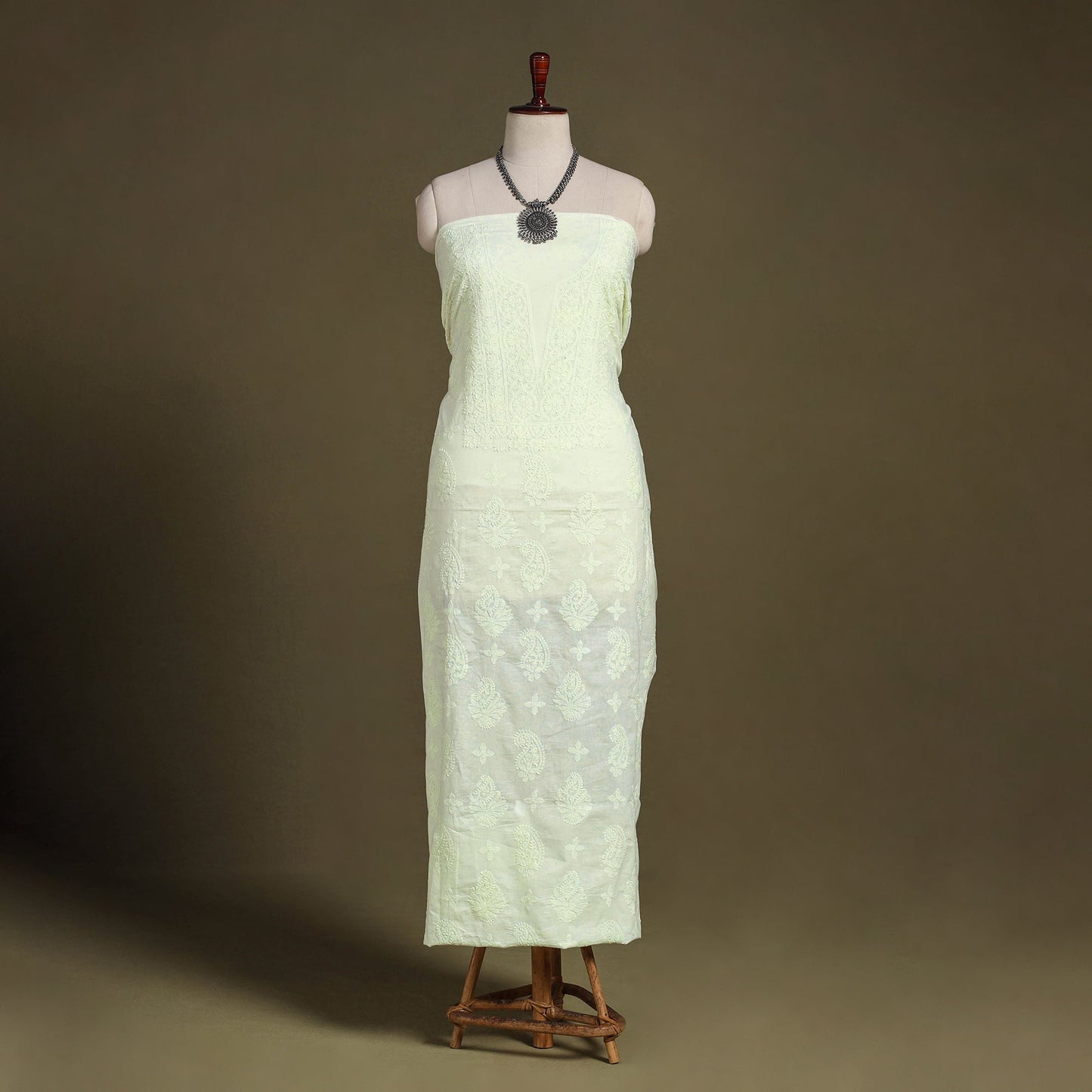 Chikankari Hand Embroidery Mul Cotton Kurta Material