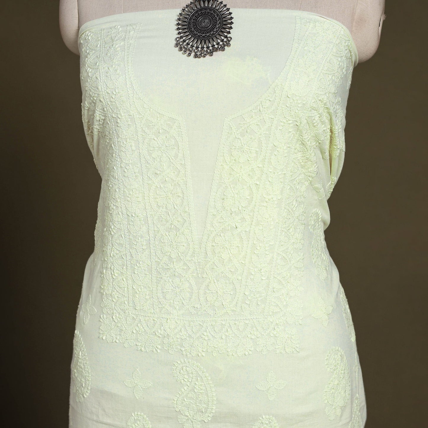 Chikankari Hand Embroidery Mul Cotton Kurta Material