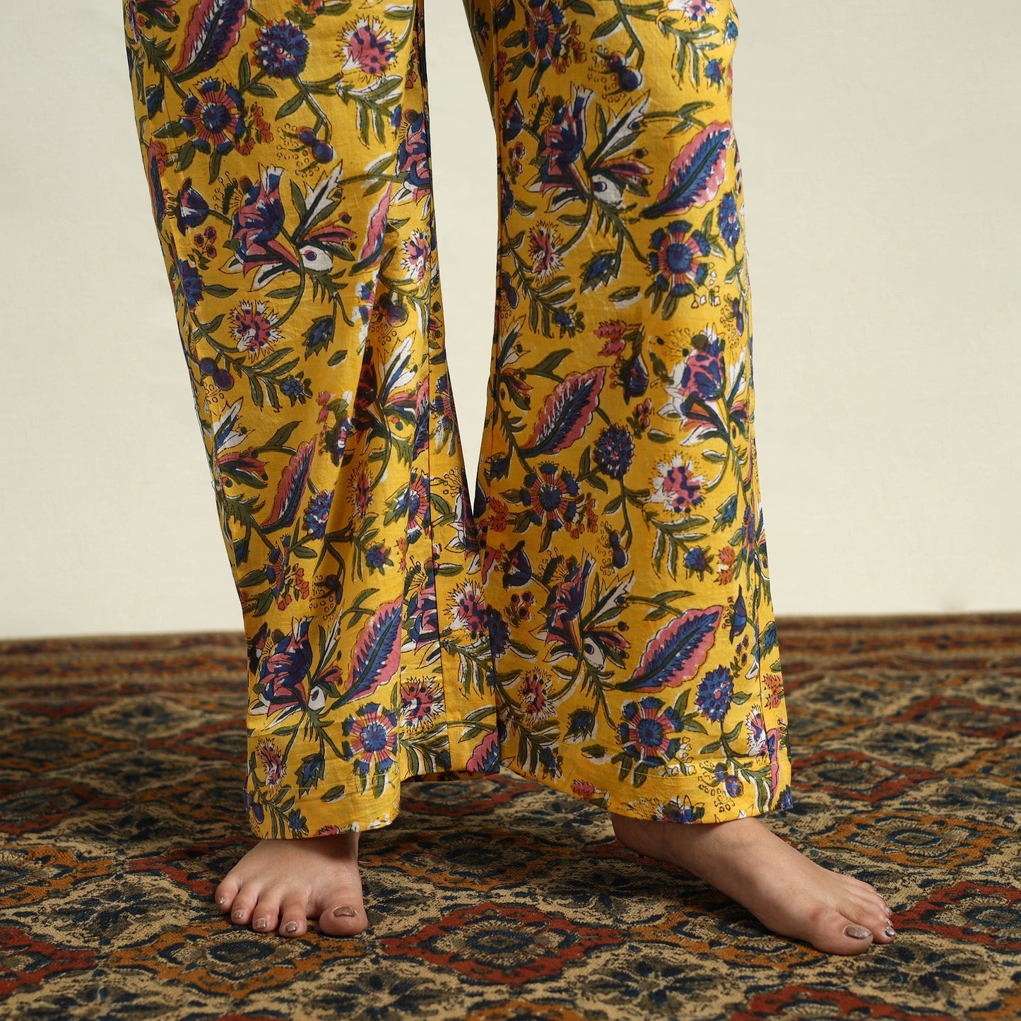 Buy Cotton Yellow Sanganeri Block Print Night Suit Set Online