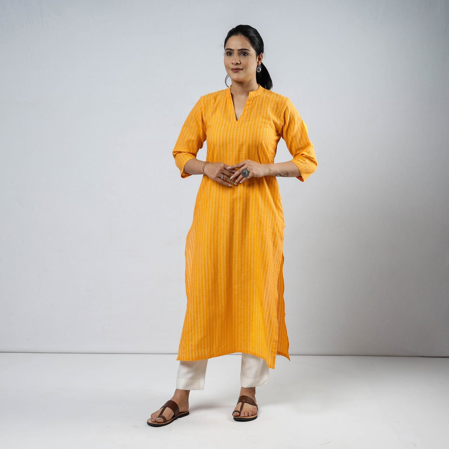 Cotton Straight Jacquard Kurta for Women
