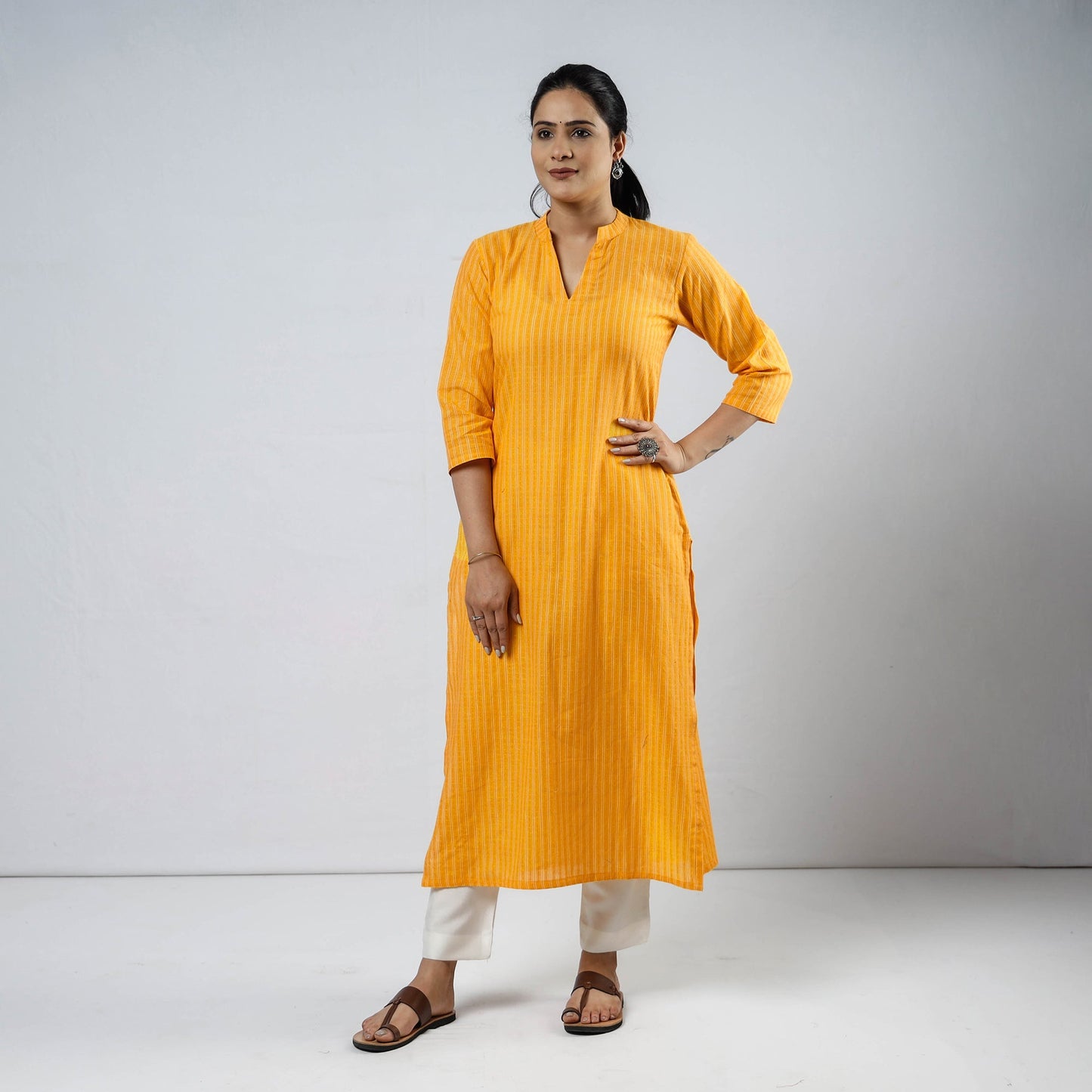 Cotton Straight Jacquard Kurta for Women