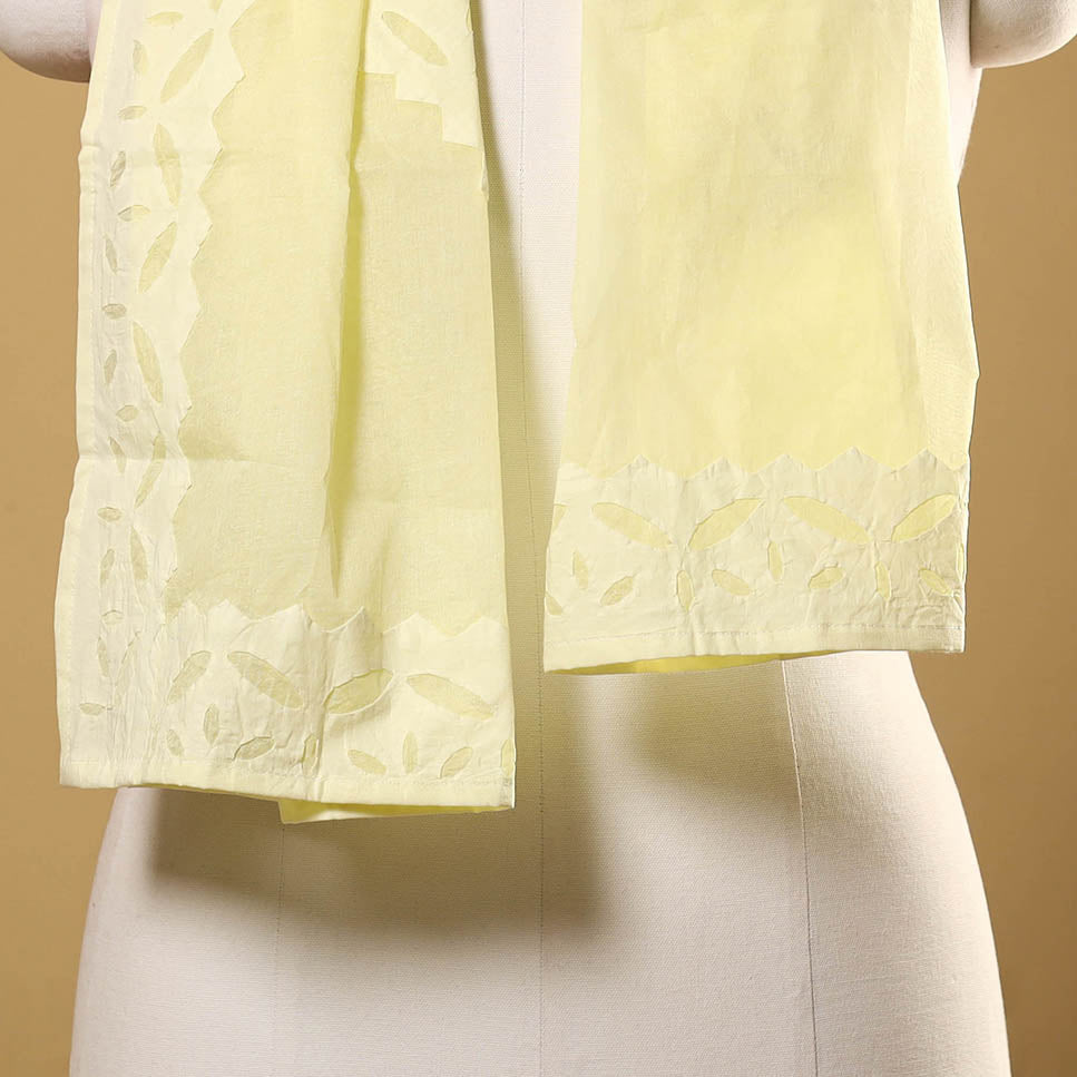 Yellow - cut work cotton barmer applique stole 16