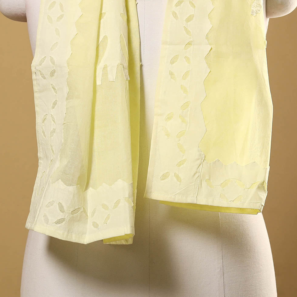 Buy Cut Work Cotton Yellow Barmer Applique Stole