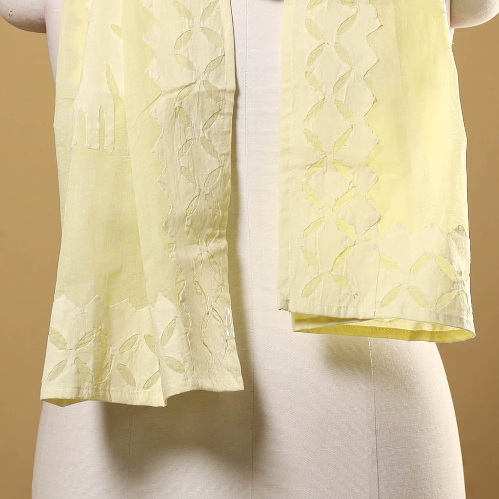 Yellow - cut work cotton barmer applique stole 19