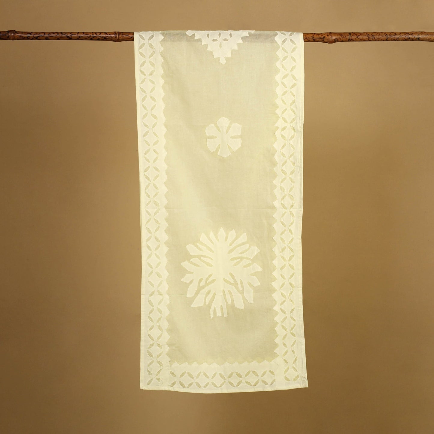 Yellow - cut work cotton barmer applique stole 19