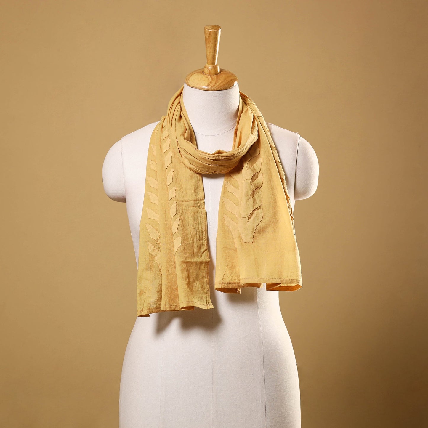 Cut Work Cotton Yellow Barmer Applique Stole