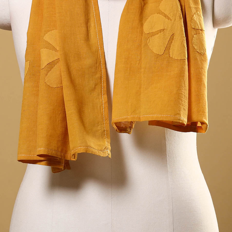 Cut Work Mul Cotton Orange Barmer Applique Stole
