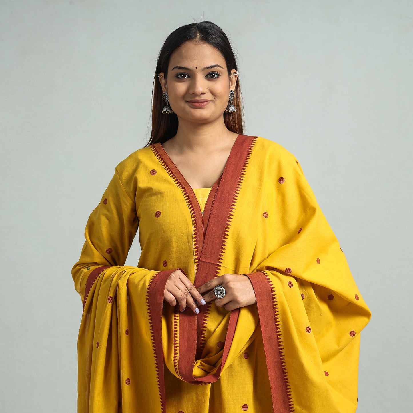 Yellow - dharwad cotton kurta with palazzo & dupatta set
