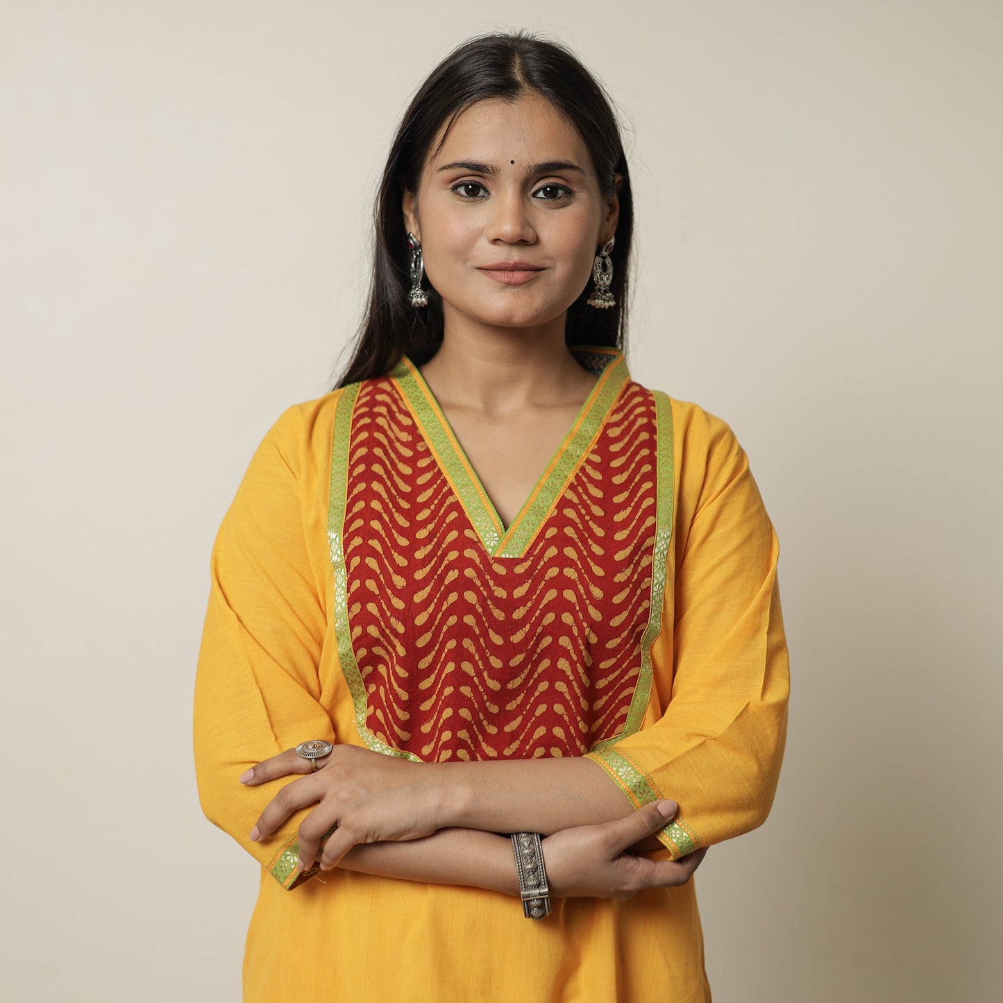 Dharwad Cotton Straight Kurta with Pipad Patchwork 11