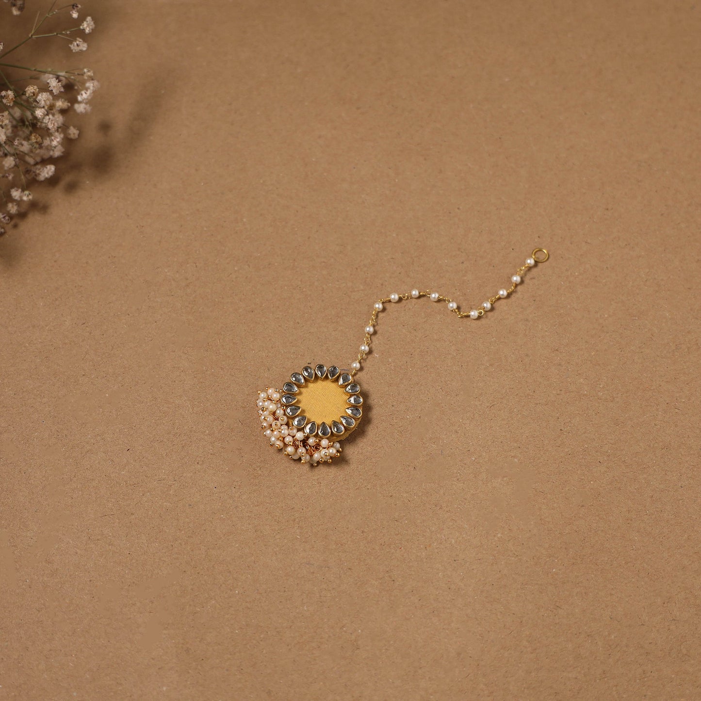 Fabart kundan earrings & maang tikka set 14 - handcrafted