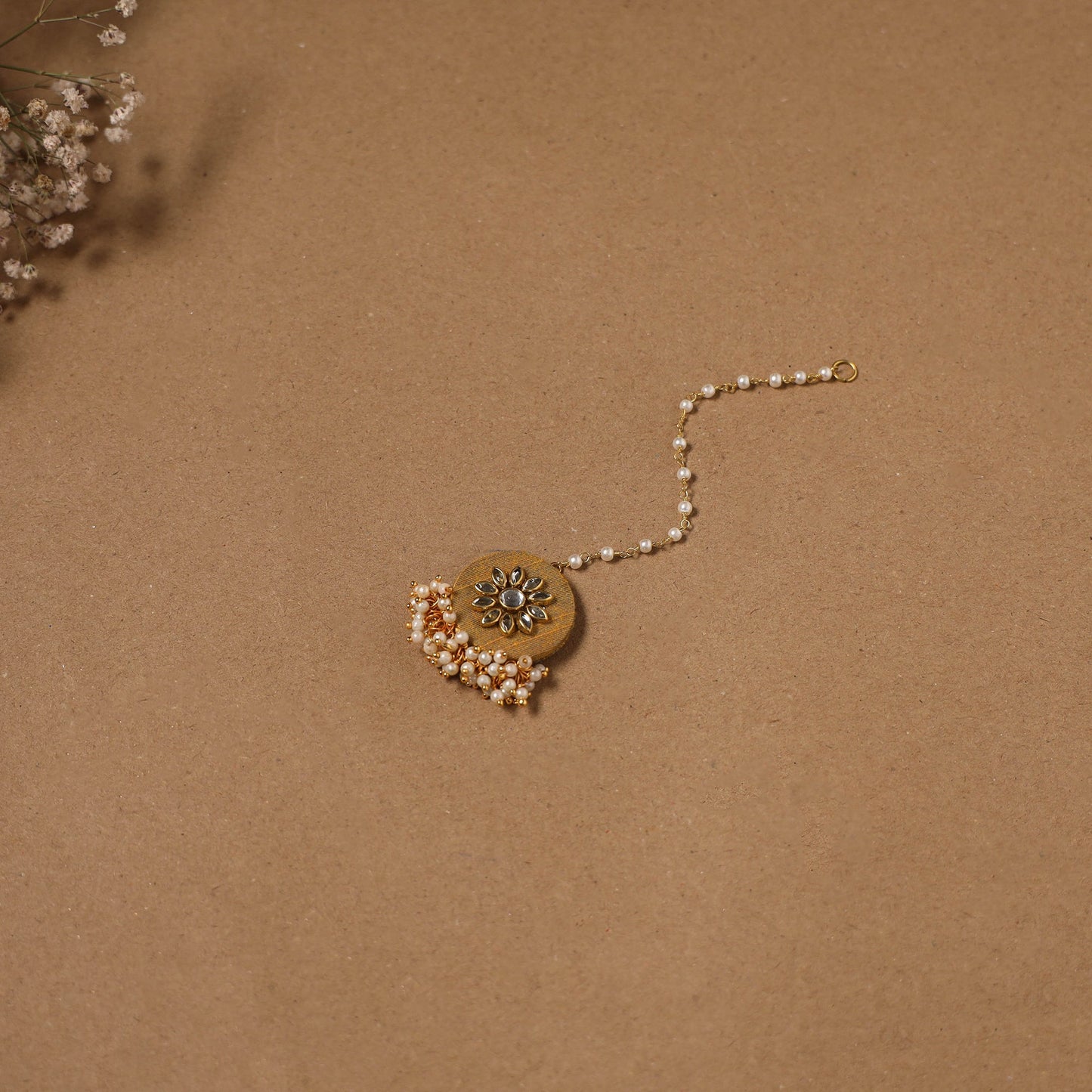 Fabart kundan earrings & maang tikka set 17 - handcrafted