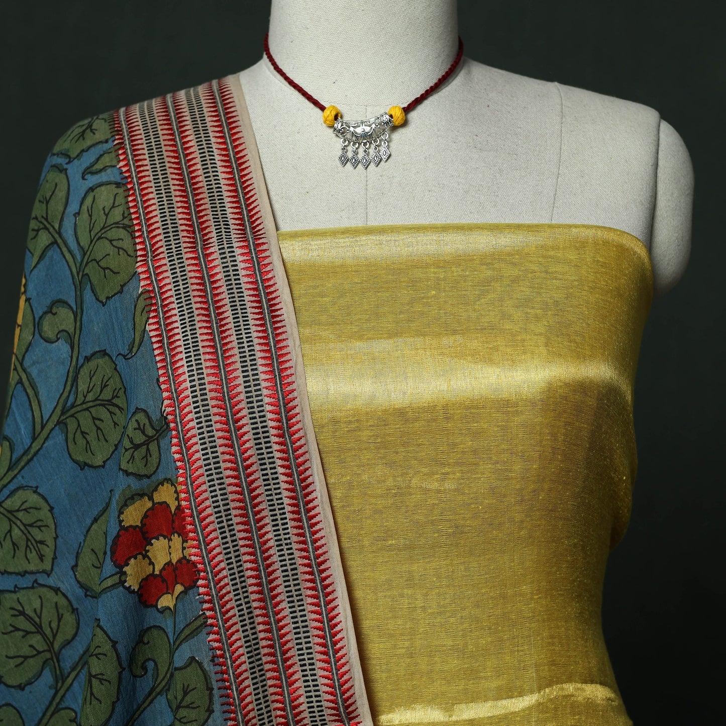 Fine tissue zari plain 2pc unstitched dress material