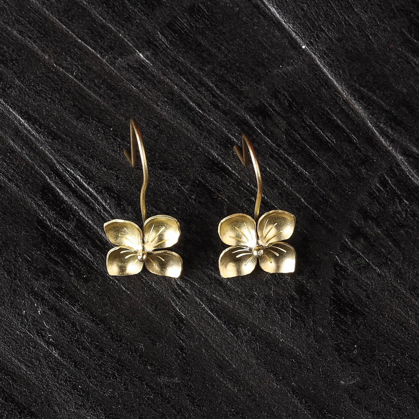 Flower petals - dokra brass handcrafted hook earrings 02