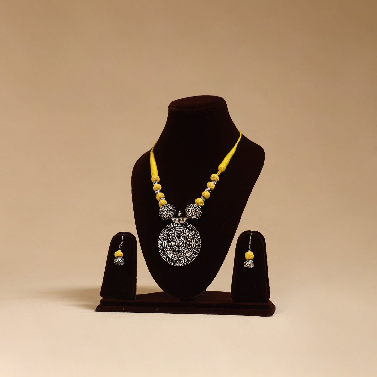 German silver thread beads necklace set 32 - handcrafted