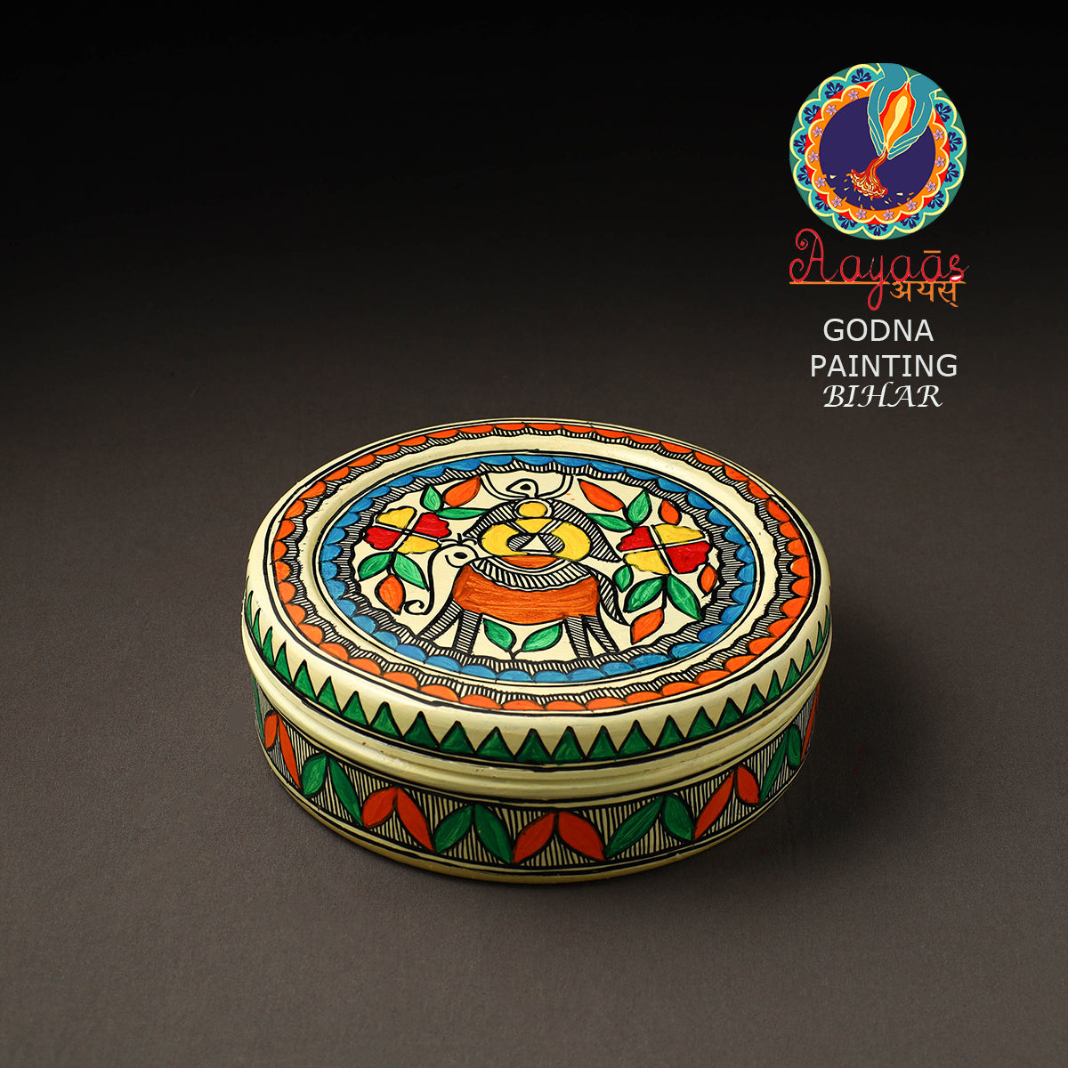 Godna Madhubani Handpainted Stainless Steel Casserole