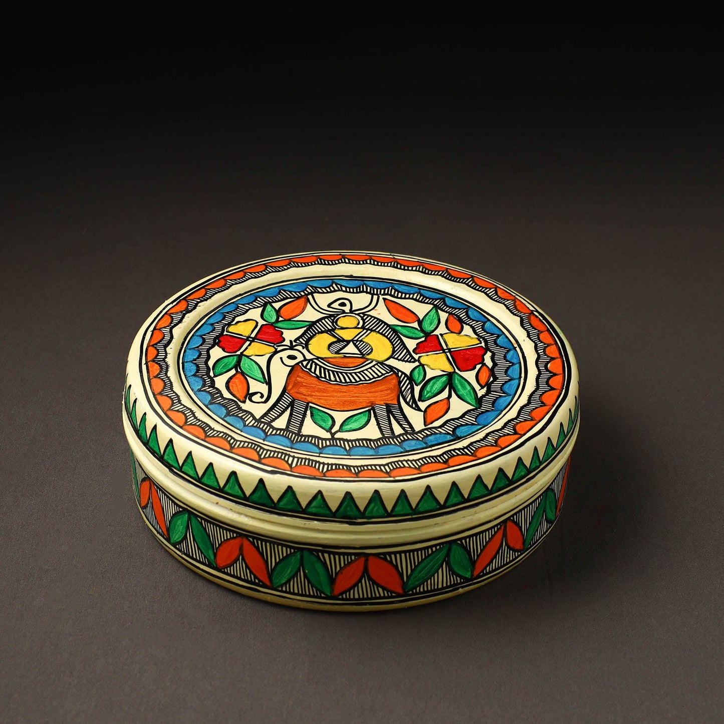Godna Madhubani Handpainted Stainless Steel Casserole