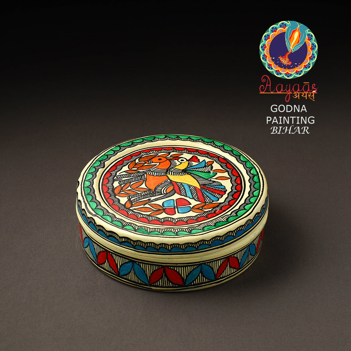 Godna Madhubani Handpainted Stainless Steel Casserole