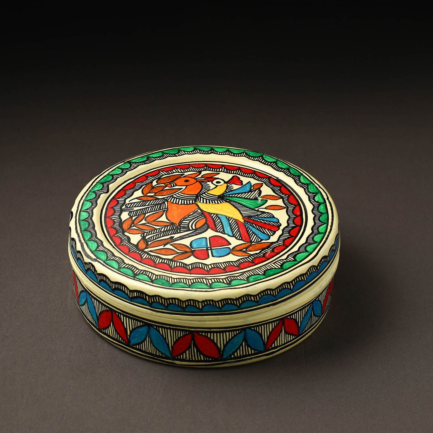 Godna Madhubani Handpainted Stainless Steel Casserole